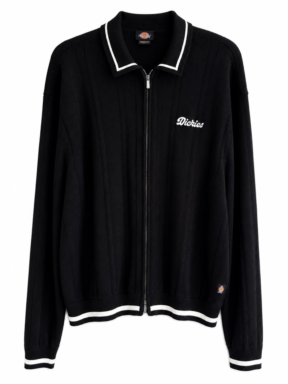 Dickies Men’s L Black Full Zip Knit Cardigan Sweater 100% Cotton